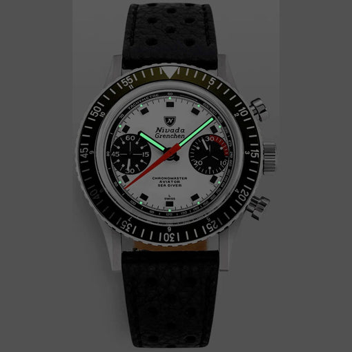 Nivada Grenchen 86054M01LC Chronomaster - Inter.Bezel White on Strap