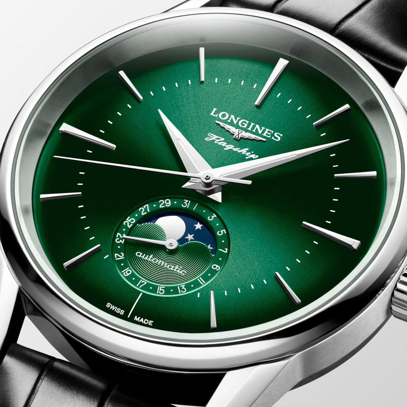 Longines L4.815.4.02.2 Flagship Heritage Sunray Green Dial on Strap