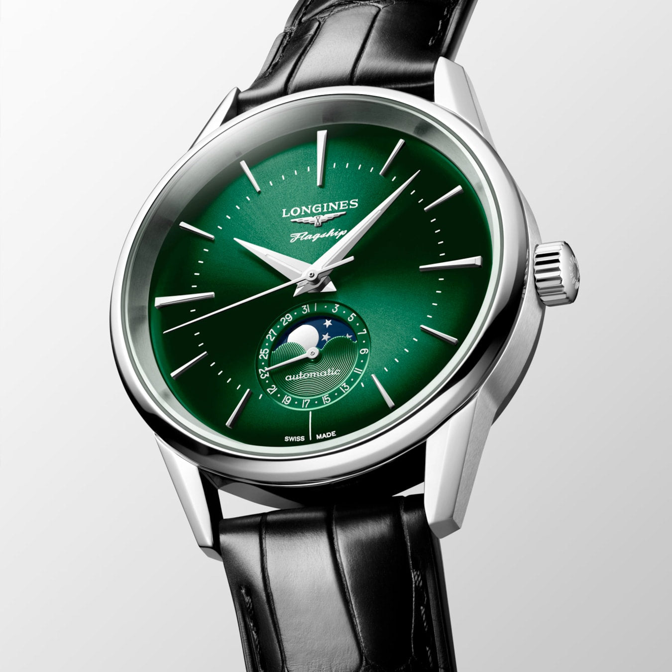 Longines L4.815.4.02.2 Flagship Heritage Sunray Green Dial on Strap
