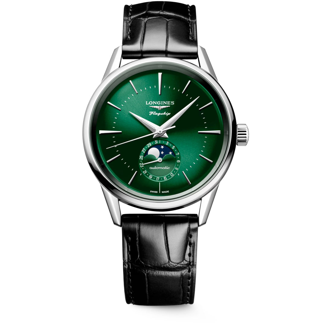 Longines L4.815.4.02.2 Flagship Heritage Sunray Green Dial on Strap