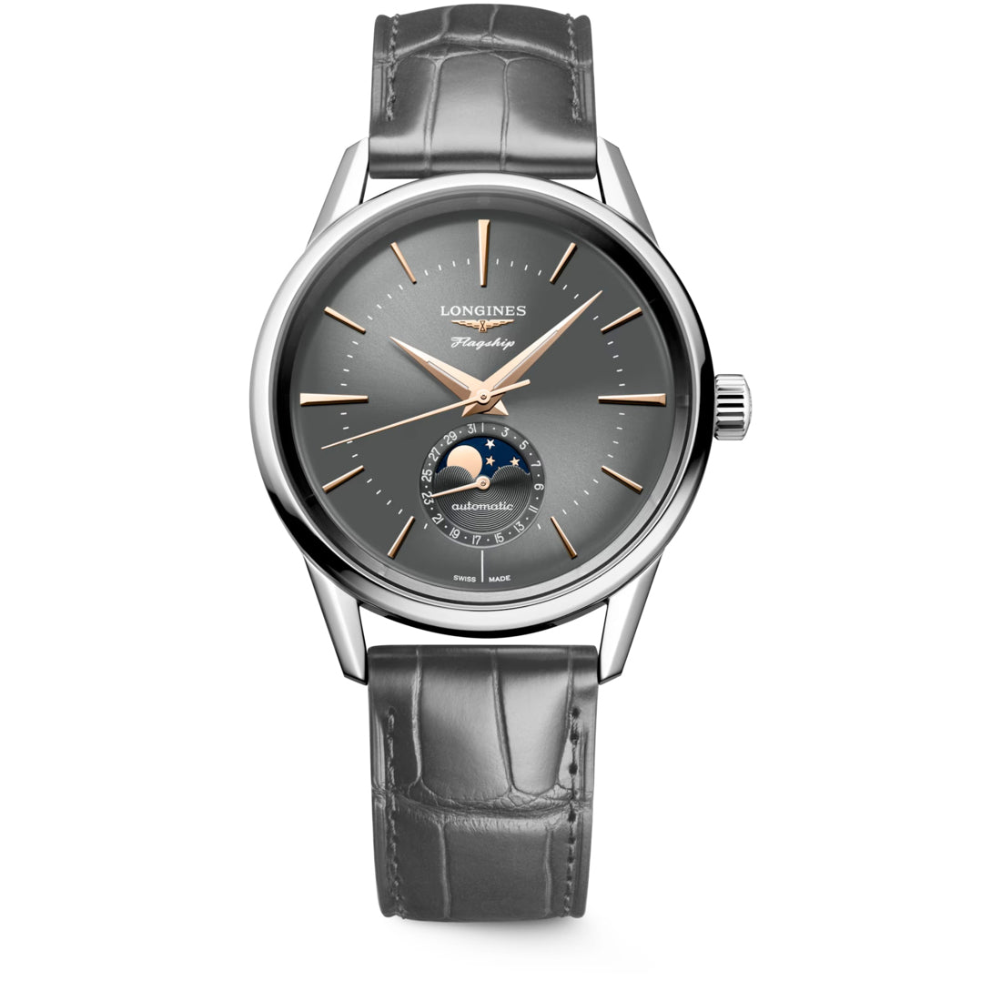 Longines L4.815.4.52.2 Flagship Heritage Sunray Anthracite Dial on Strap