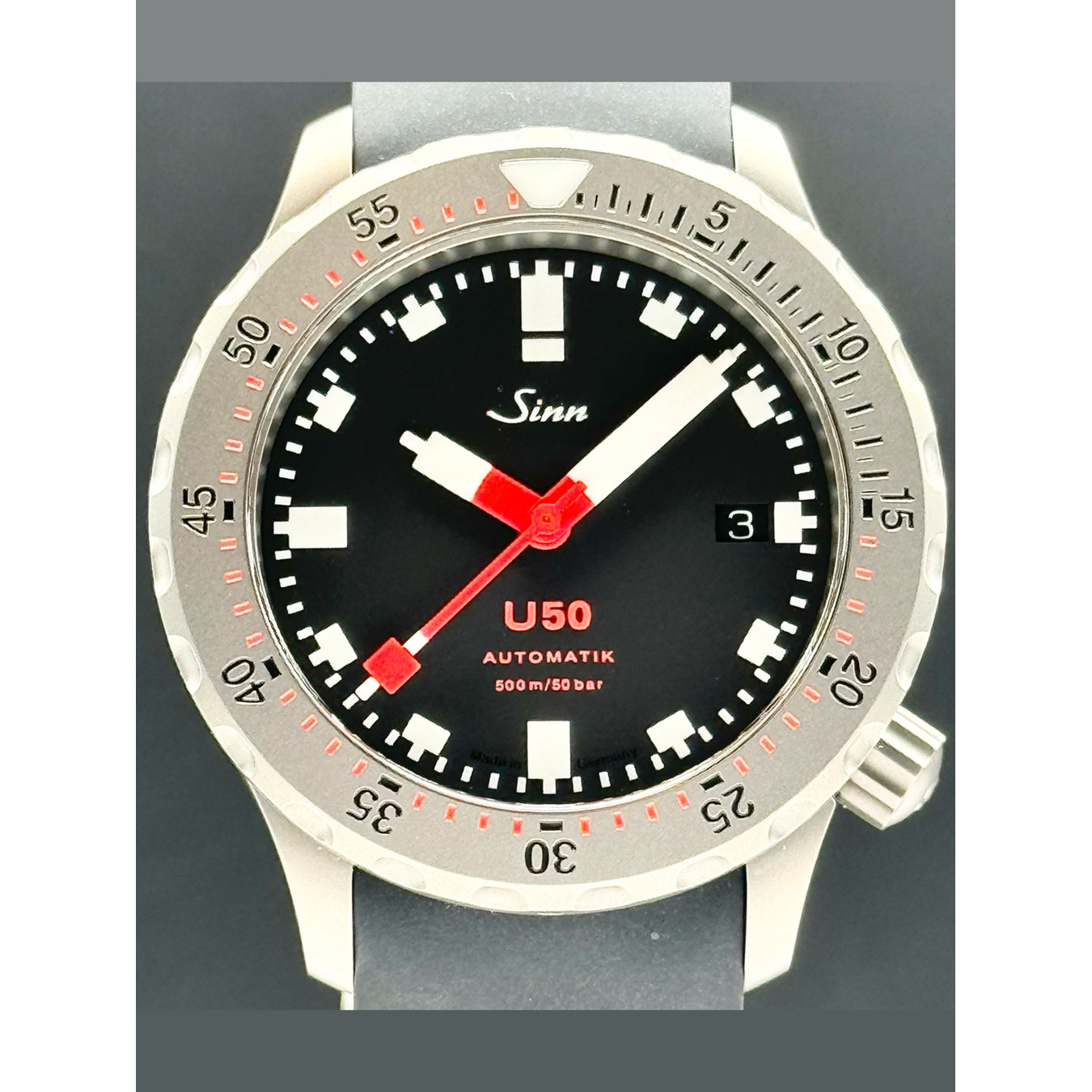 Sinn U50 on Black Silicone Strap