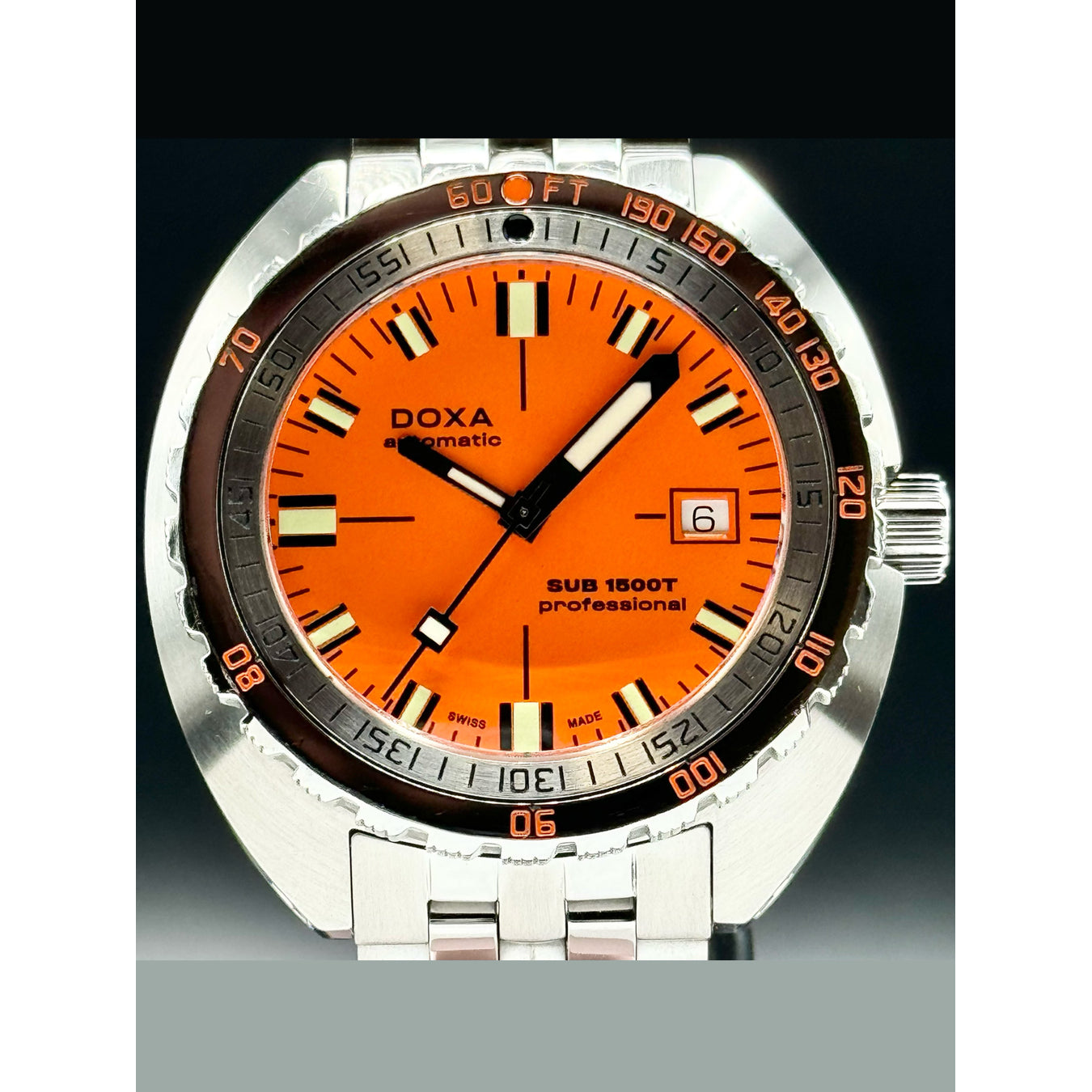 Doxa 883.10.351.10 Sub 1500T Professional Stainless Steel Orange Dial Men's Watch