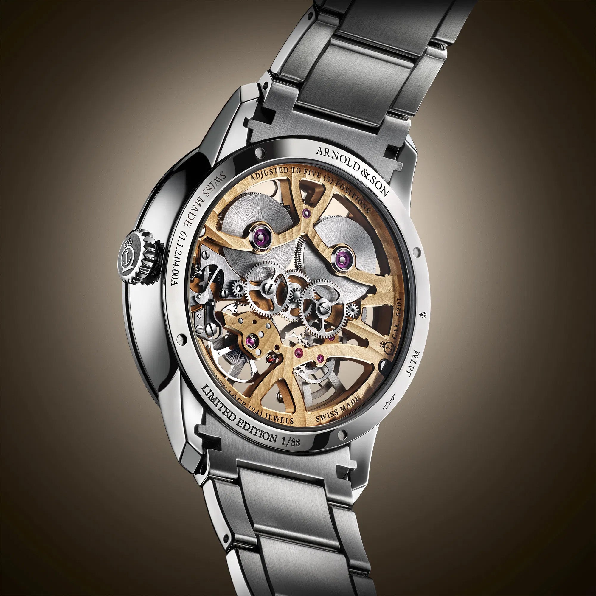 Arnold & Son 1NEGS.H01A.S13 Nebula 40mm Steel Golden on Bracelet