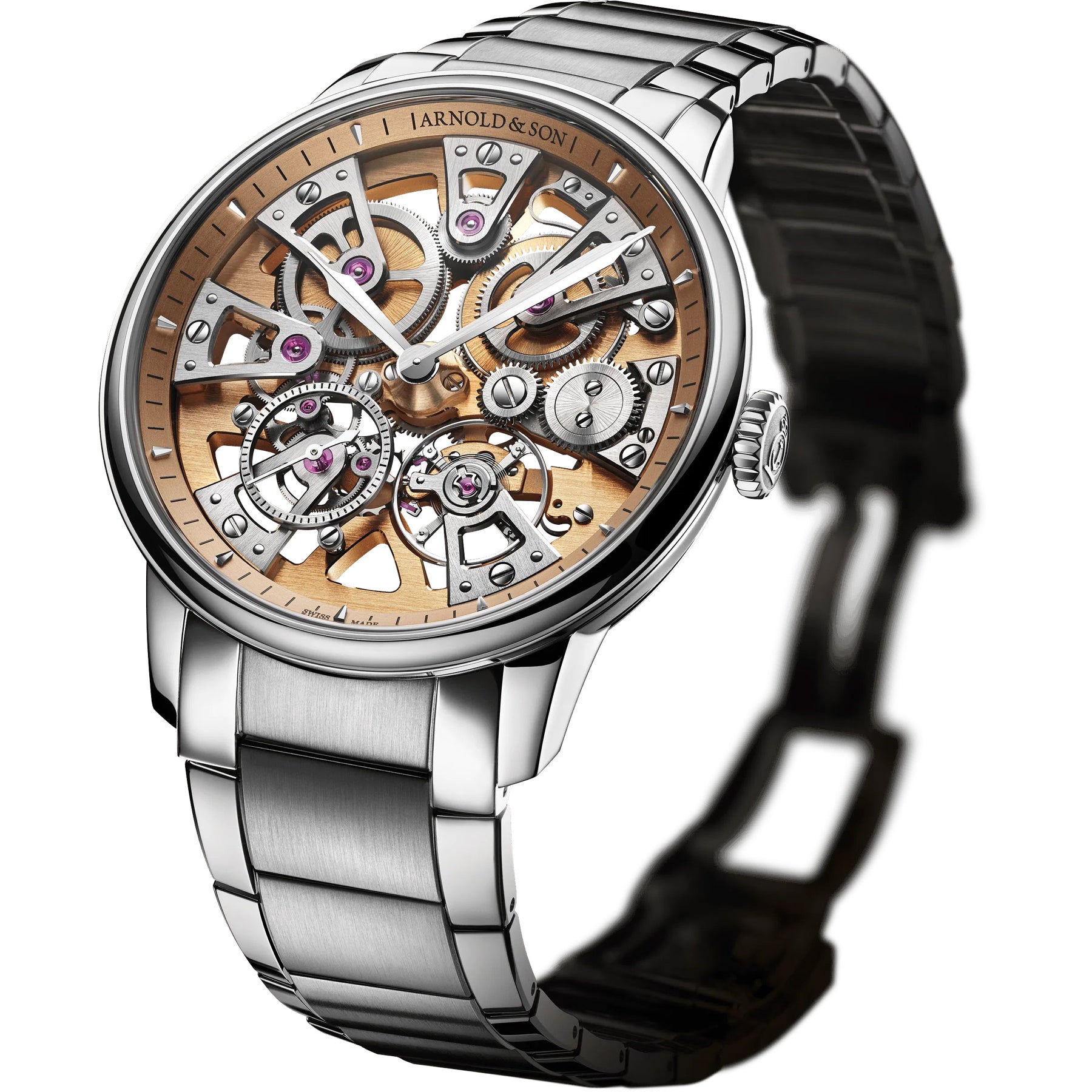 Arnold & Son 1NEGS.H01A.S13 Nebula 40mm Steel Golden on Bracelet