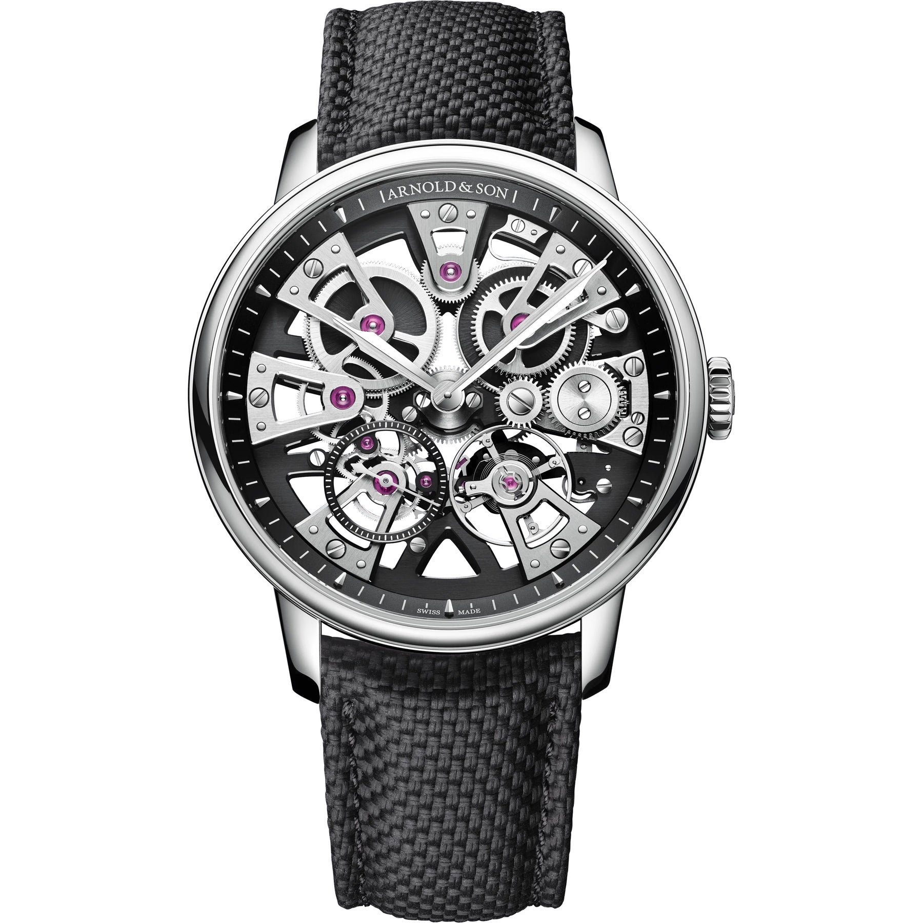 Arnold & Son 1NEGS.B02A.K00 Nebula 40mm Steel on Black Rubber Strap