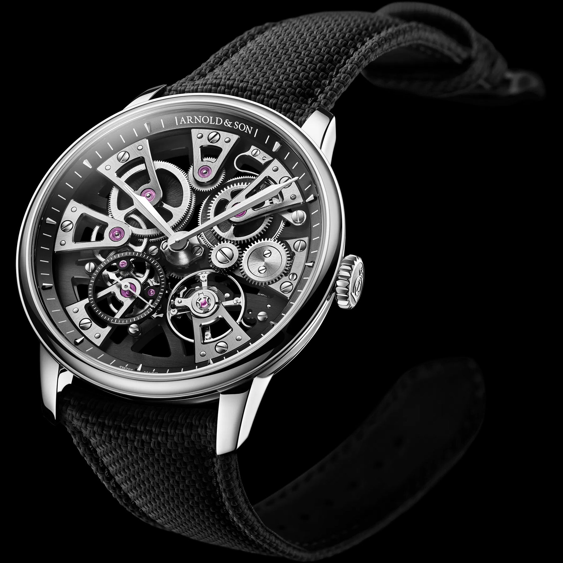 Arnold & Son 1NEGS.B02A.K00 Nebula 40mm Steel on Black Rubber Strap