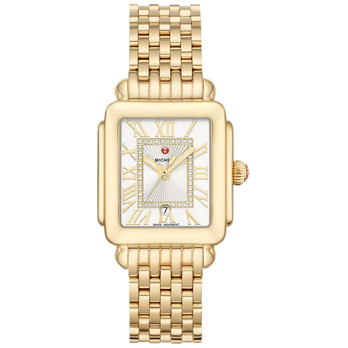 Michele MWW06G000014 Deco Madison Mid 18K Gold Diamond Dial Watch
