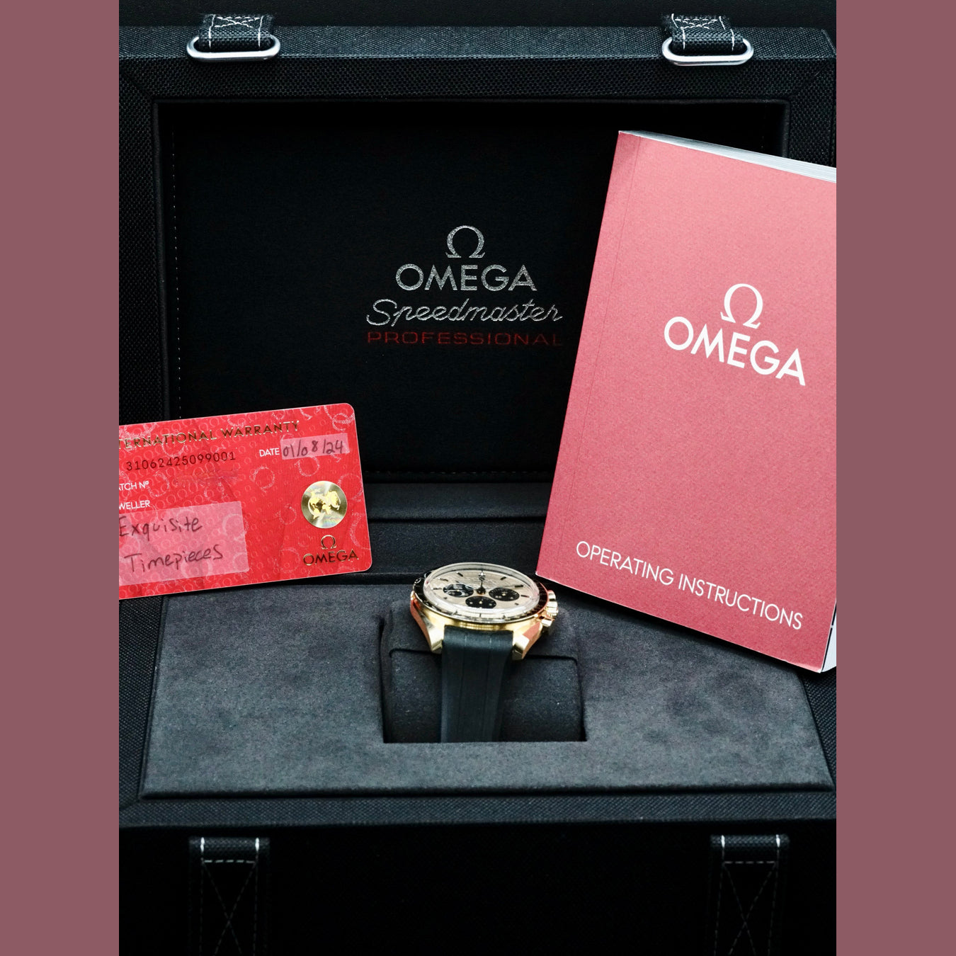 Omega 310.62.42.50.99.001 Speedmaster Moonwatch Professional Master Chronometer Moonshine Gold Dial on Strap