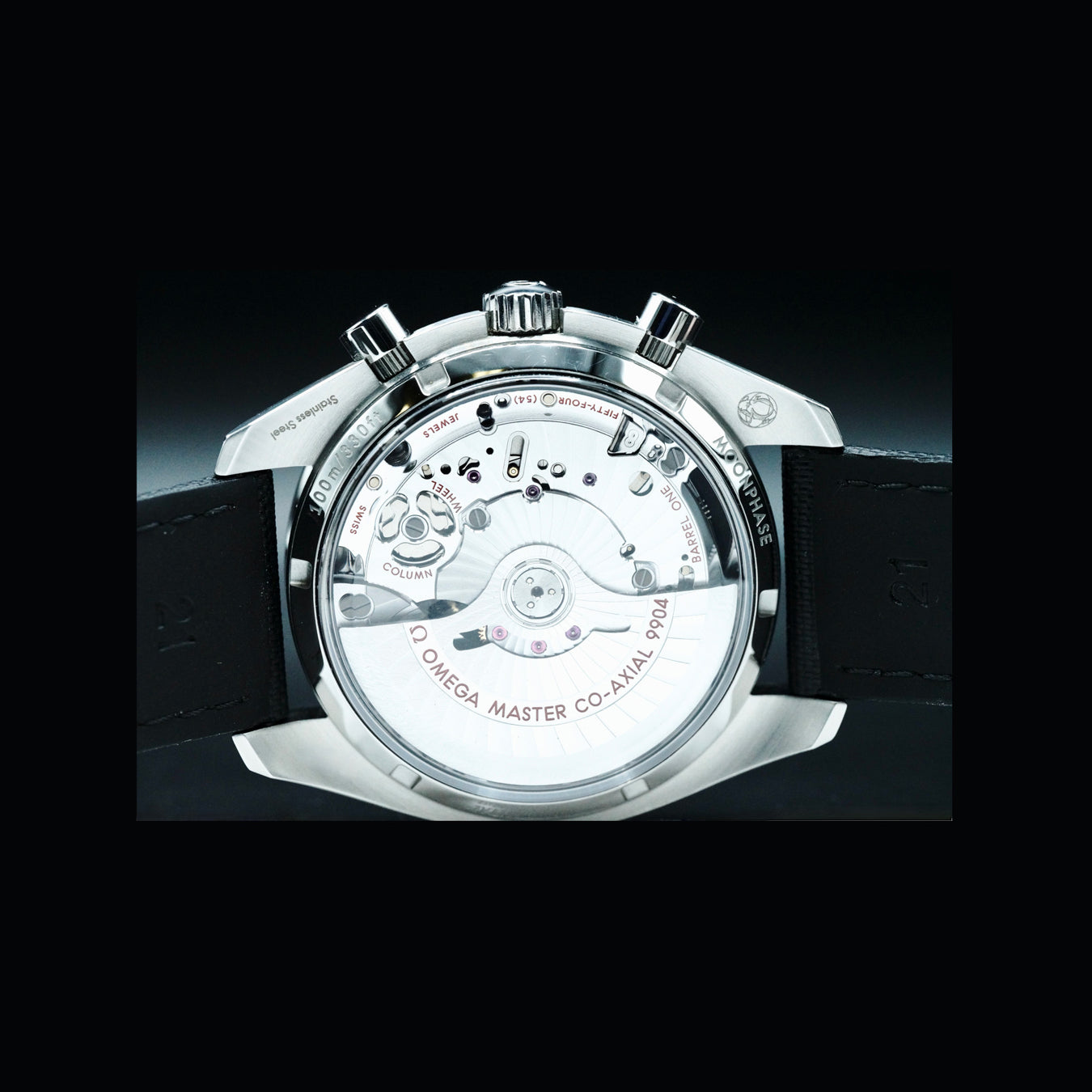 Omega 304.33.44.52.01.001 Speedmaster Moonwatch Moonphase Black Dial 44.25mm