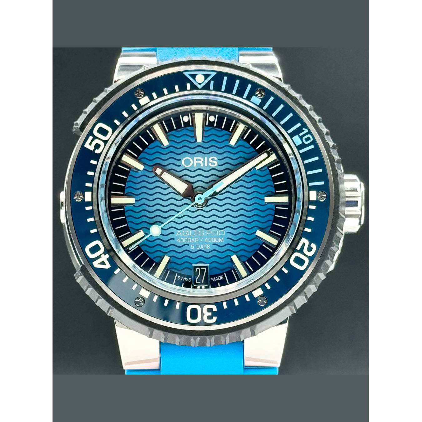 Oris 01 400 7777 7155-Set Aquis Titan Pro 4000M Titanium Blue