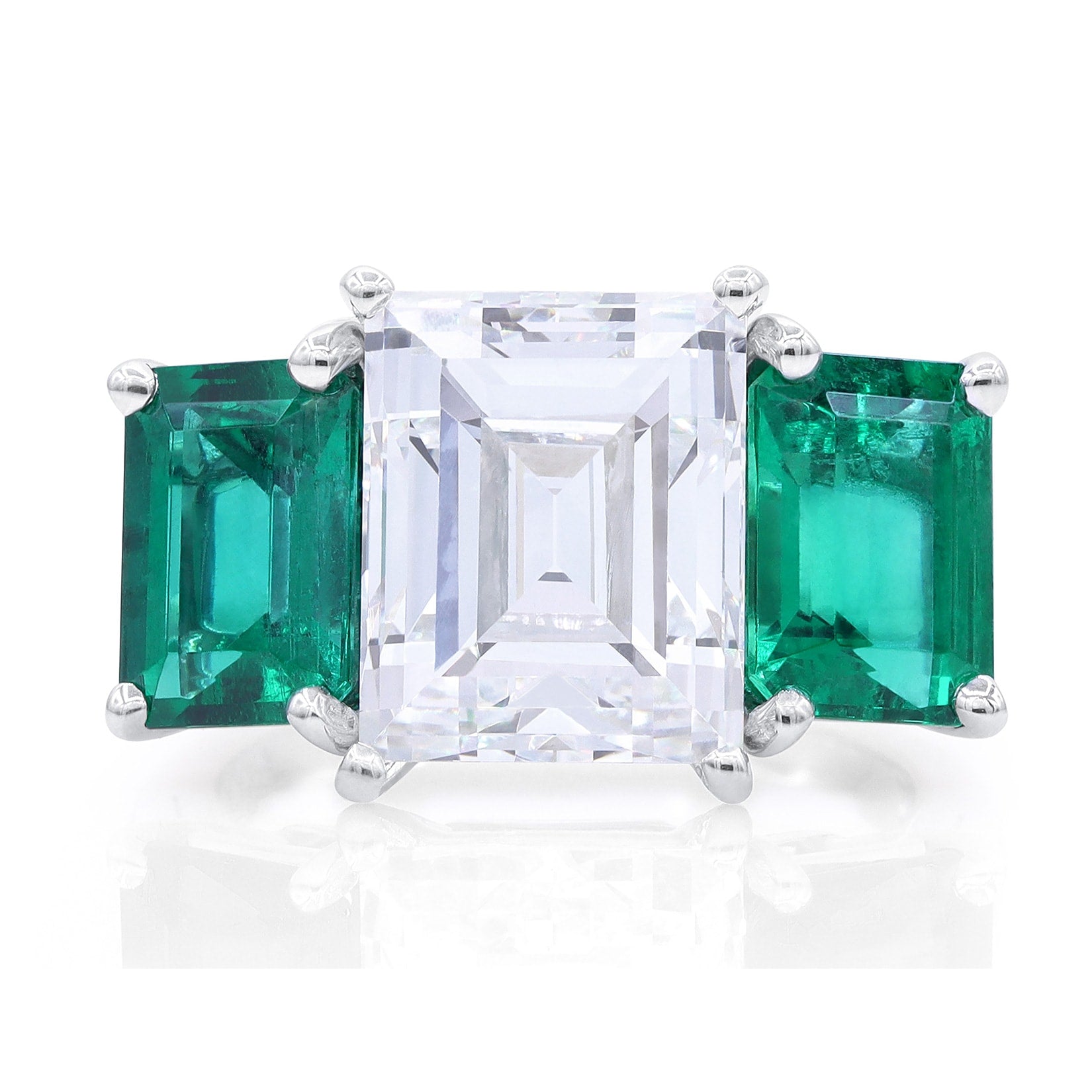 Oscar Heyman 6.21ct F/VS2 Diamonds & Emerald Ring 303597