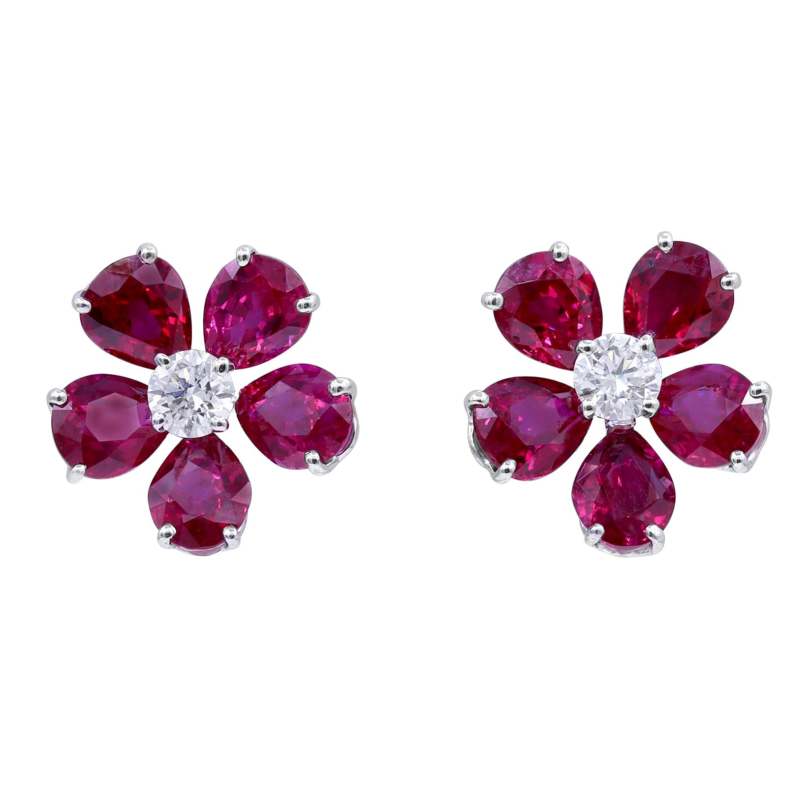 Oscar Heyman Ruby Flower Earrings 706851
