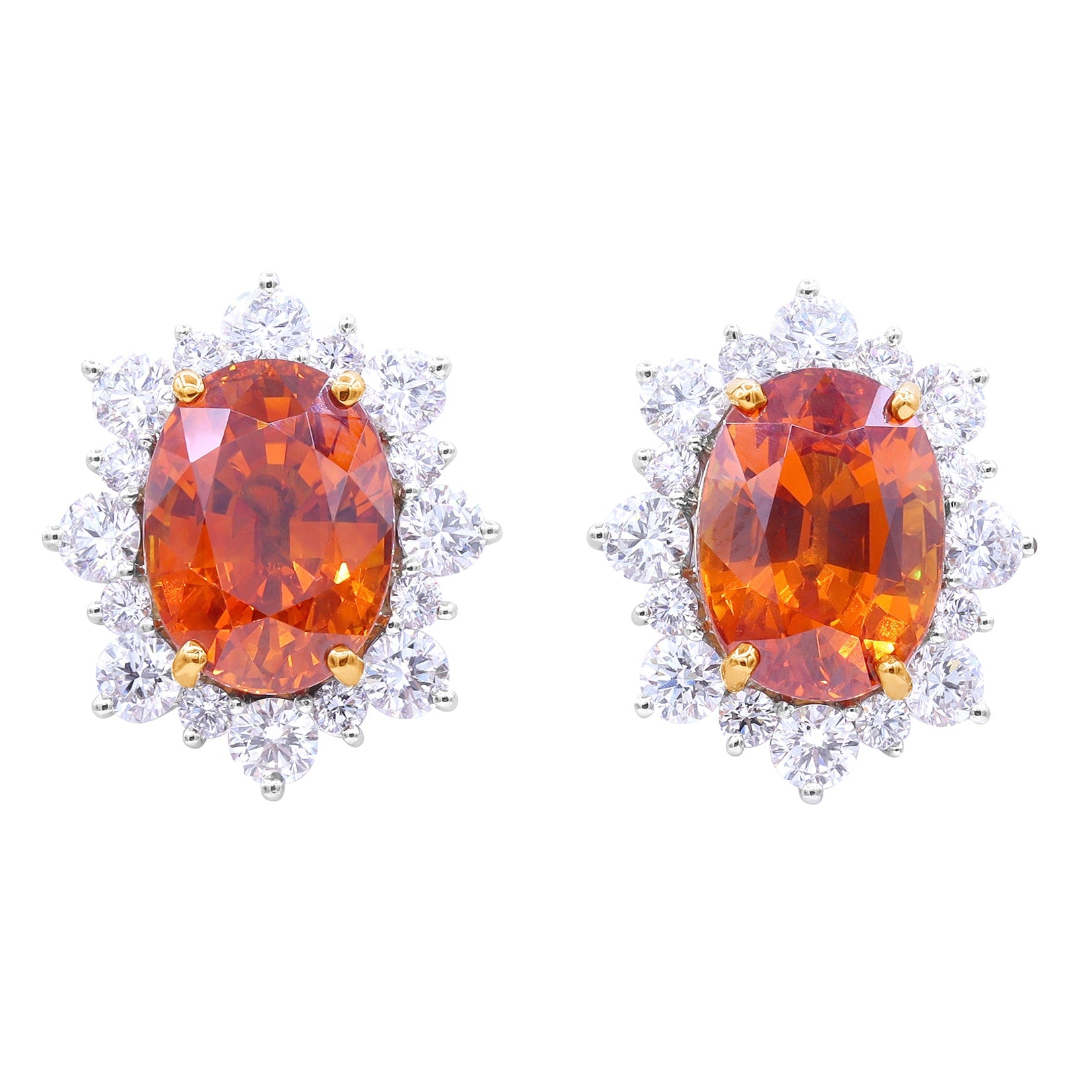 Oscar Heyman Vivid Orange Sapphire Earrings 707141