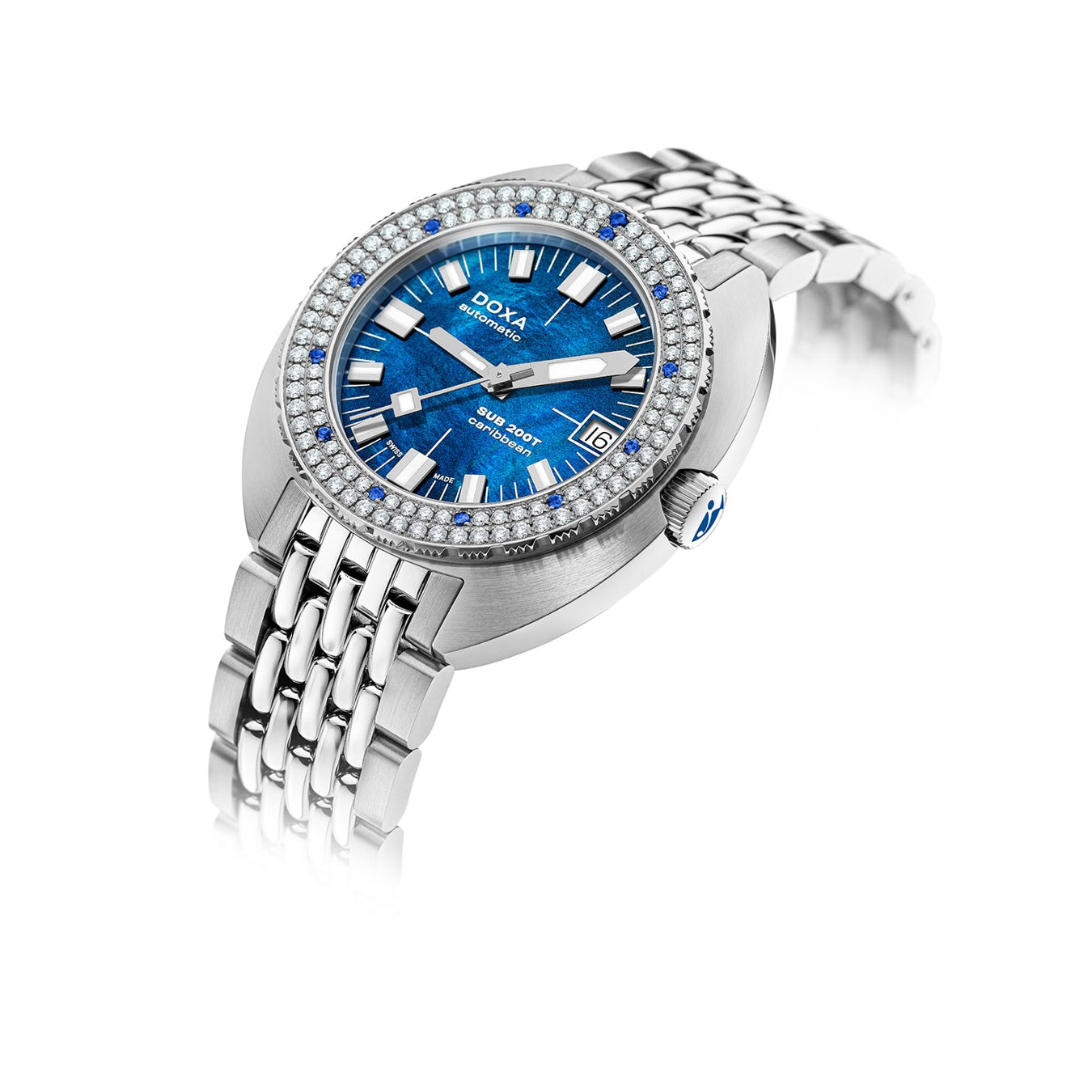 DOXA SUB 200T Diamonds 804.10D.201.10 Caribbean on Bracelet