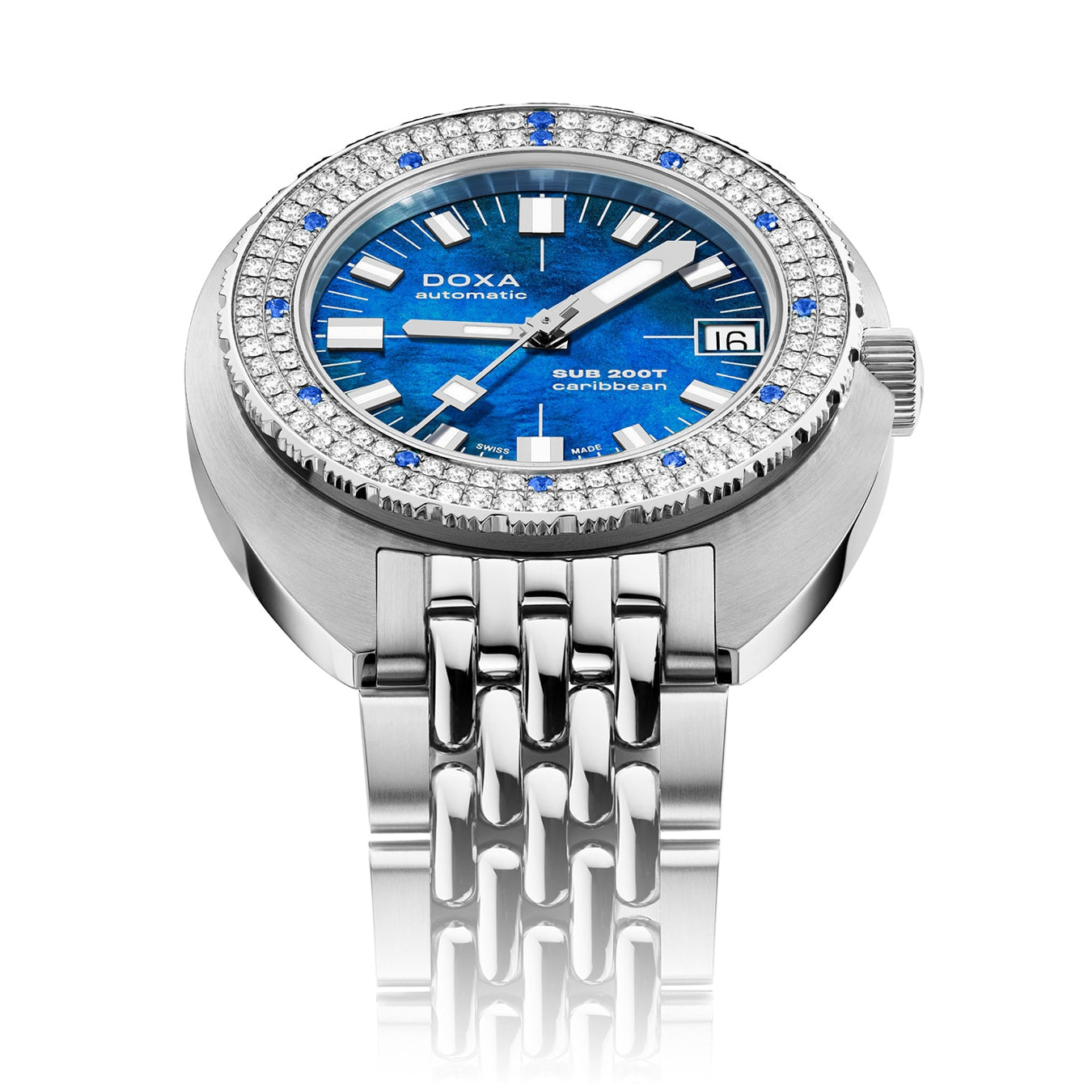 DOXA SUB 200T Diamonds 804.10D.201.10 Caribbean on Bracelet