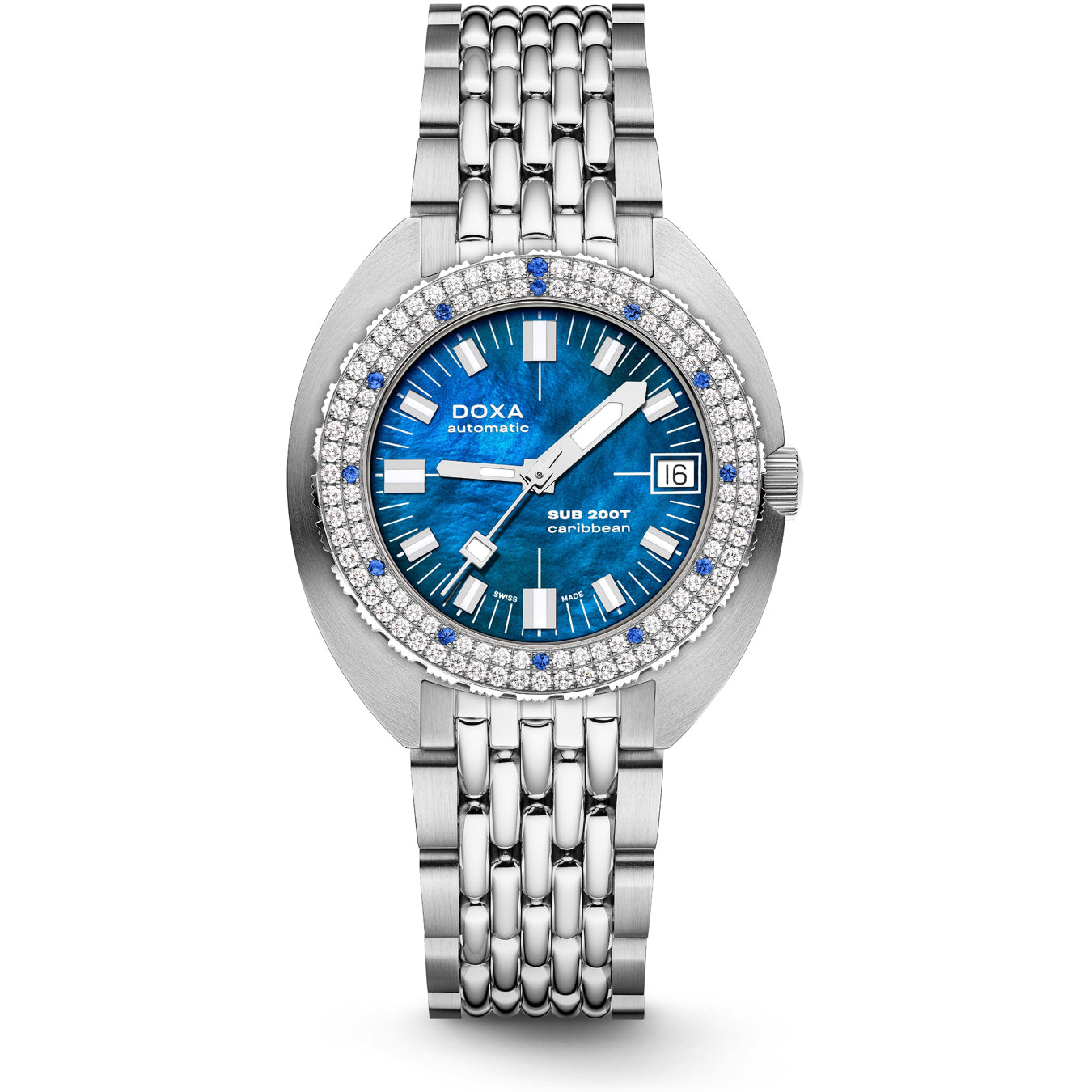 DOXA SUB 200T Diamonds 804.10D.201.10 Caribbean on Bracelet