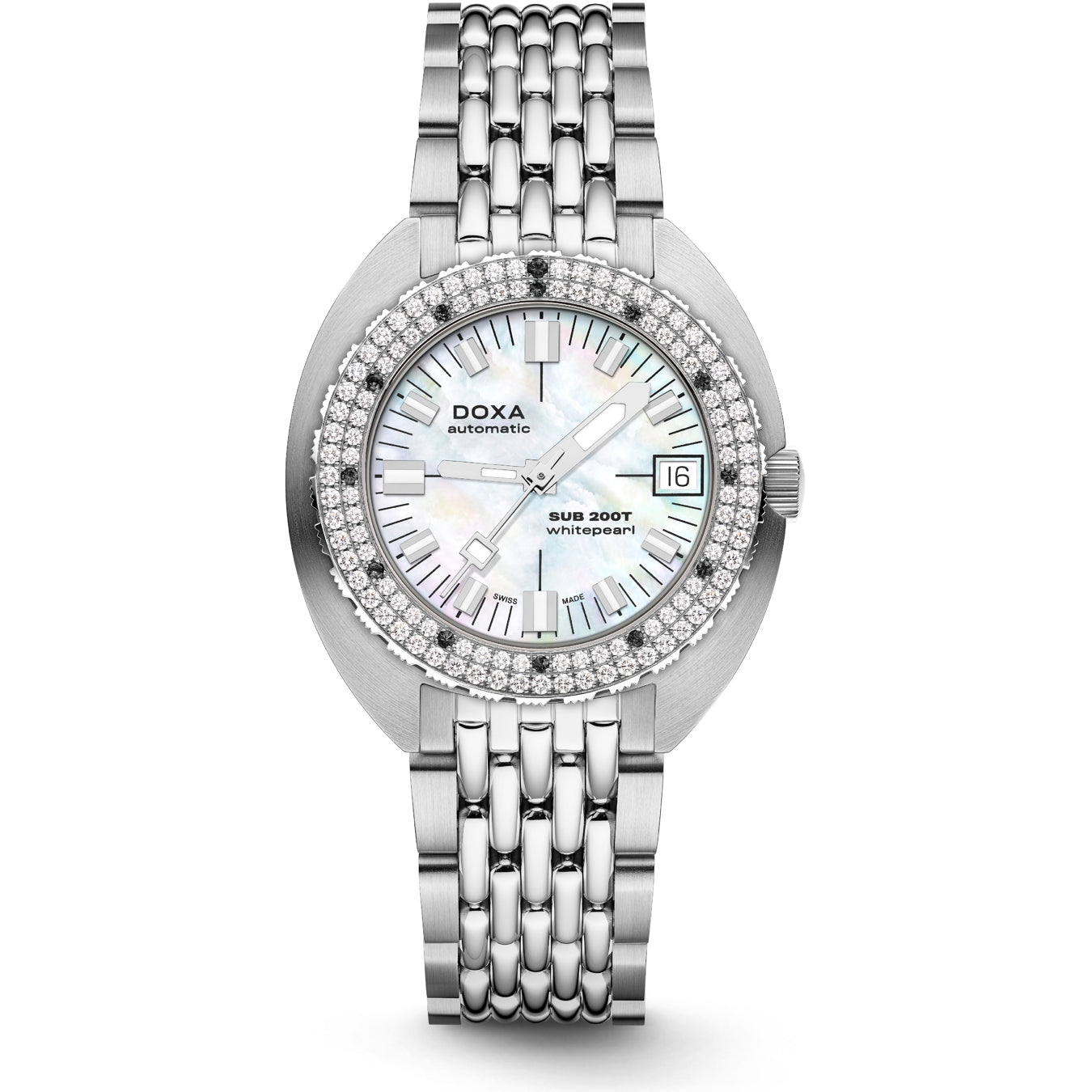 DOXA SUB 200T Diamonds 804.10D.011.10 Whitepearl on Bracelet