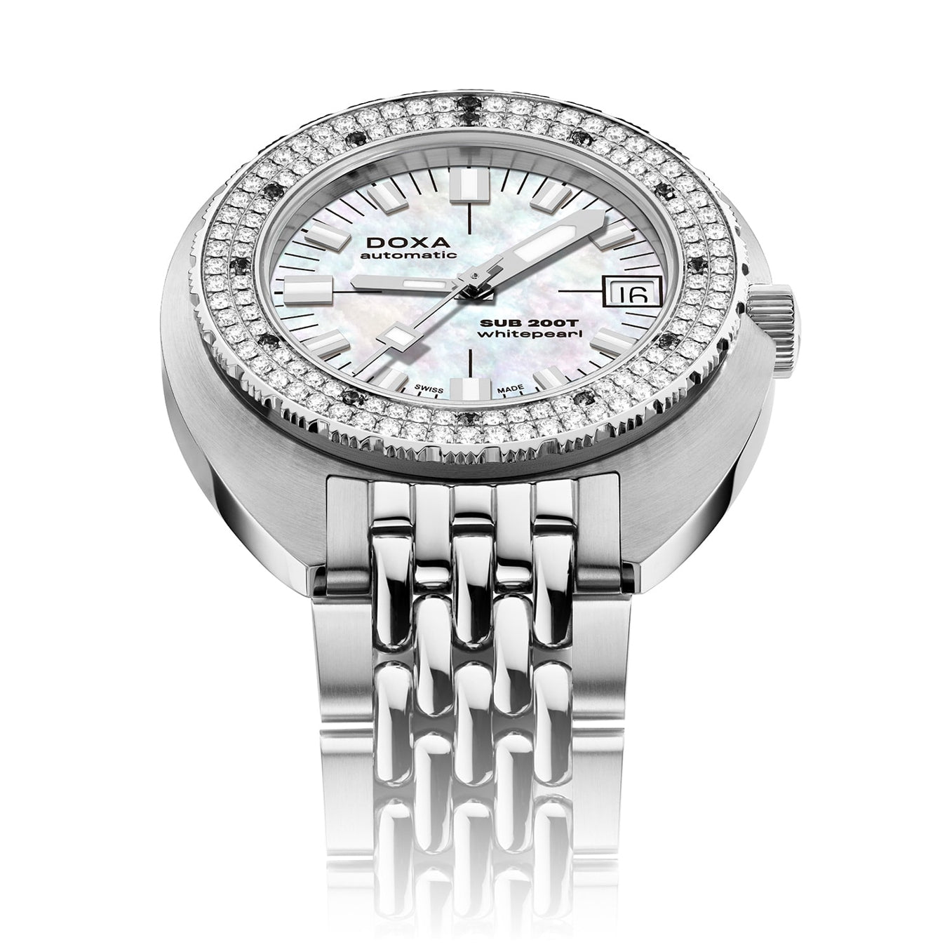 DOXA SUB 200T Diamonds 804.10D.011.10 Whitepearl on Bracelet