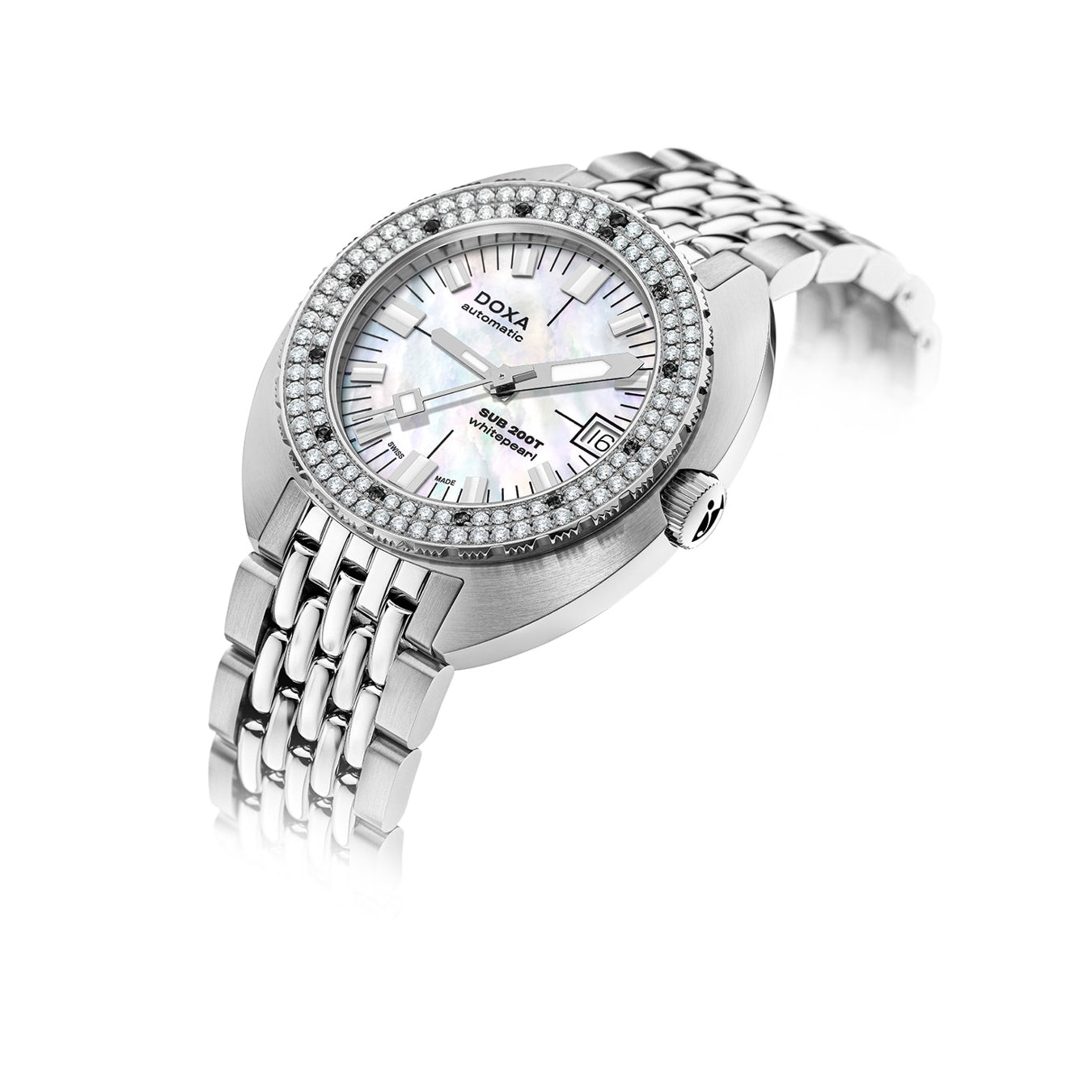 DOXA SUB 200T Diamonds 804.10D.011.10 Whitepearl on Bracelet