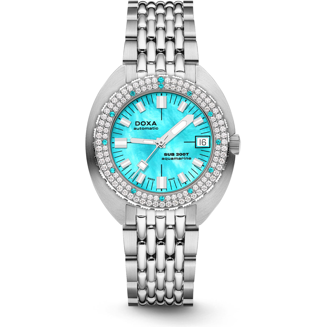 DOXA SUB 200T Diamonds 804.10D.241.10 Aquamarine on Bracelet