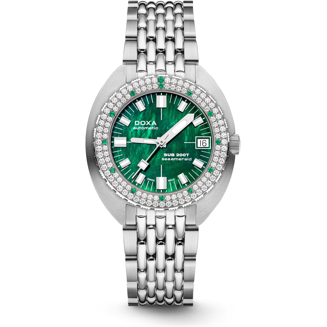 DOXA SUB 200T Diamonds 804.10D.131.10 Sea Emerald on Bracelet