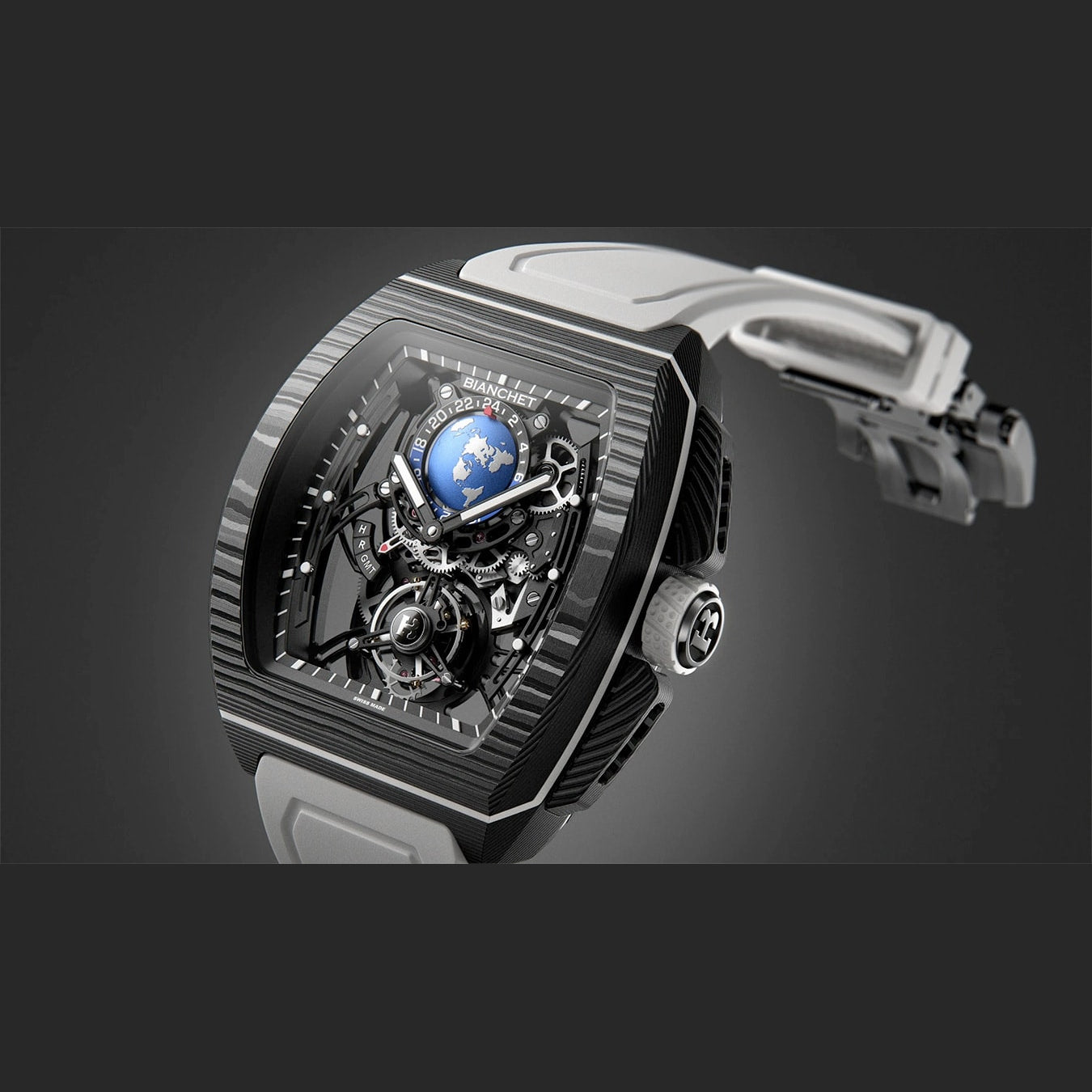 Bianchet Flying Tourbillon Sport GMT Carbon White CBWFTSG4