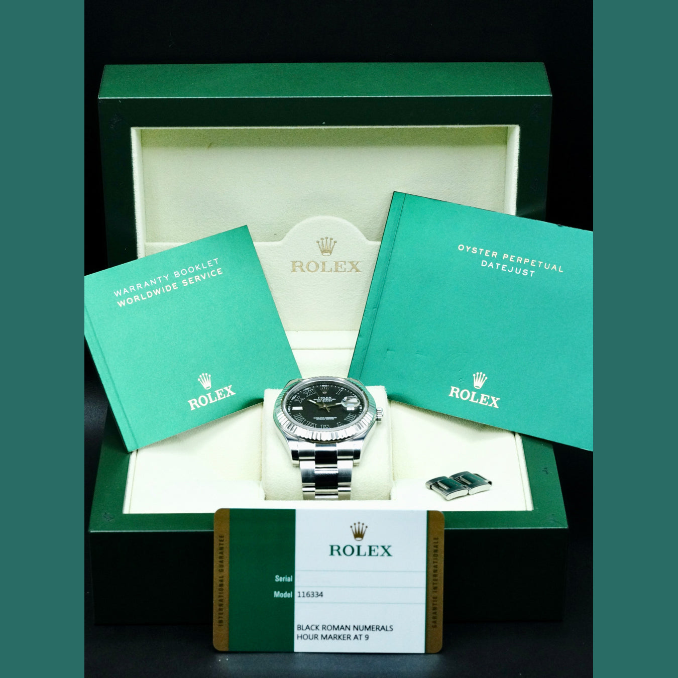Rolex 116334 Datejust II Stainless Steel Black Roman 41mm
