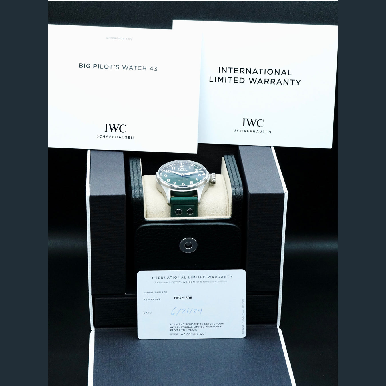 IWC IW329306 Big Pilot Stainless Steel Green Dial 43mm Rubber Strap