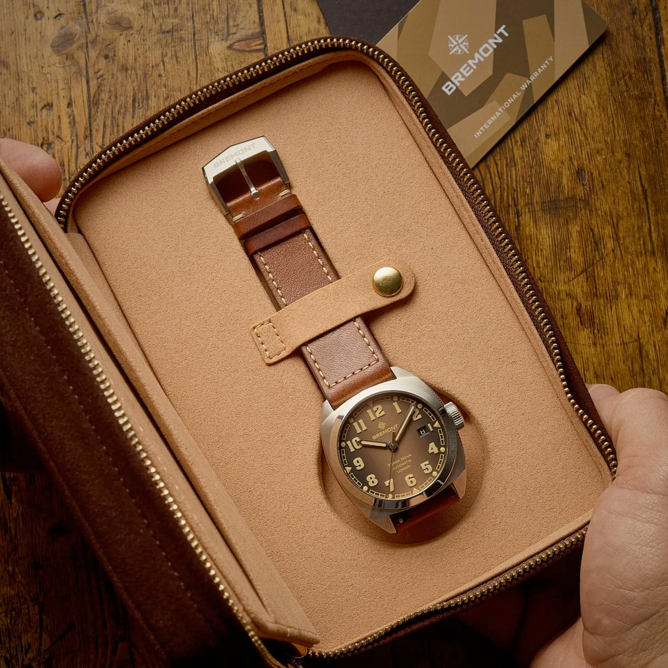 Bremont TN40-DT-SS-BR-L-S Terra Nova Date SS Caramel Dial Leather Strap