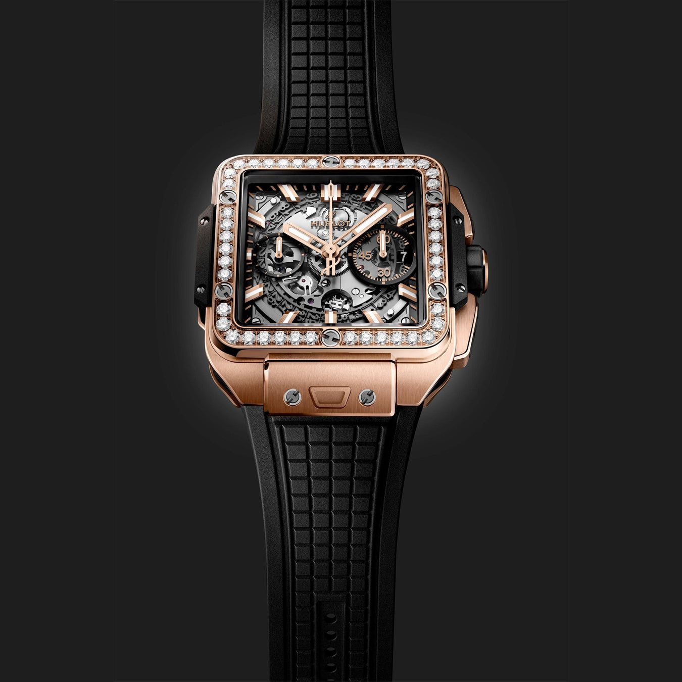 Hublot 821.OX.0180.RX.1204 Square Bang Unico King Gold Diamonds 42mm