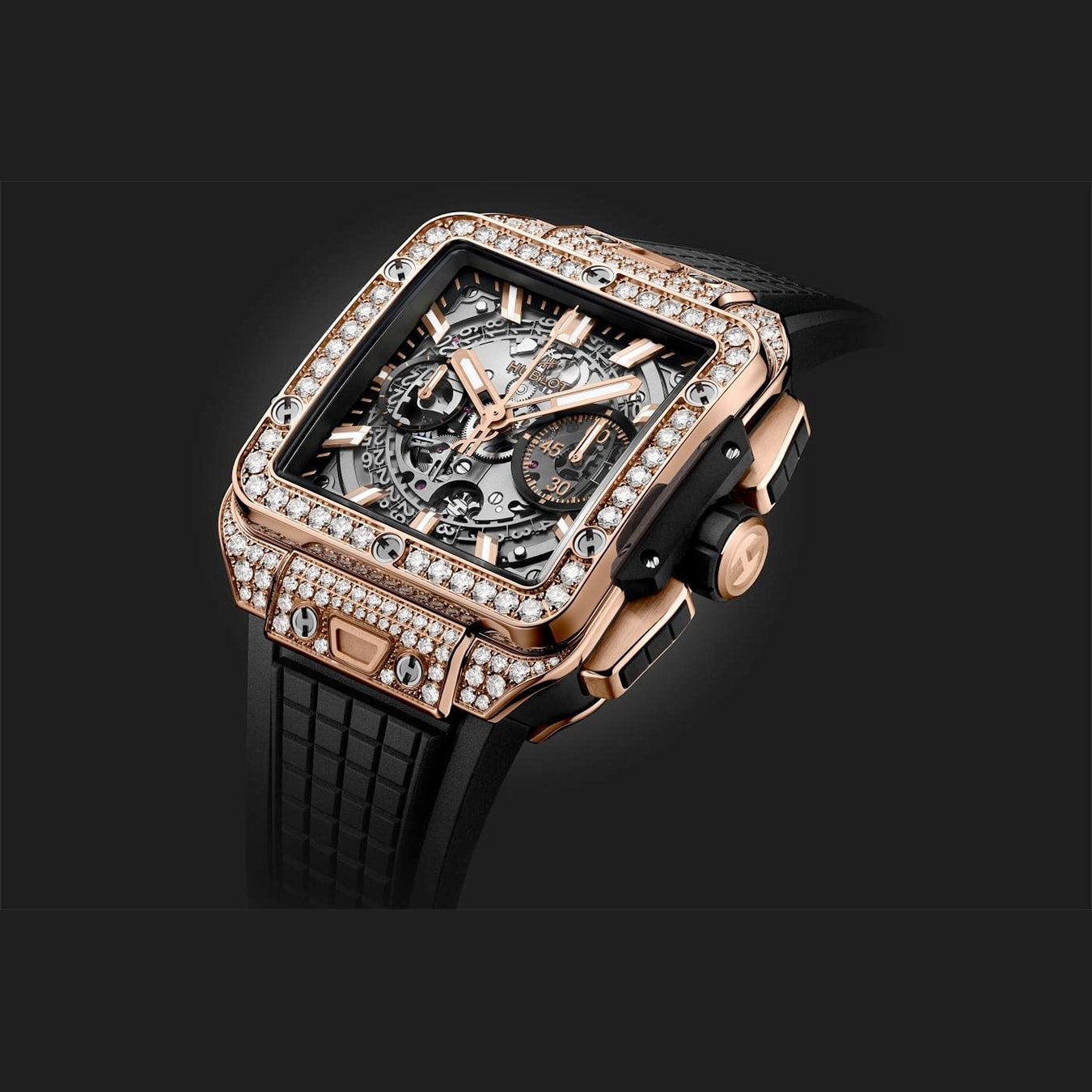 Hublot 821.OX.0180.RX.1604 Square Bang Unico King Gold Pavé 42mm