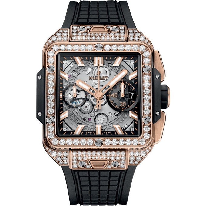 Hublot 821.OX.0180.RX.1604 Square Bang Unico King Gold Pavé 42mm