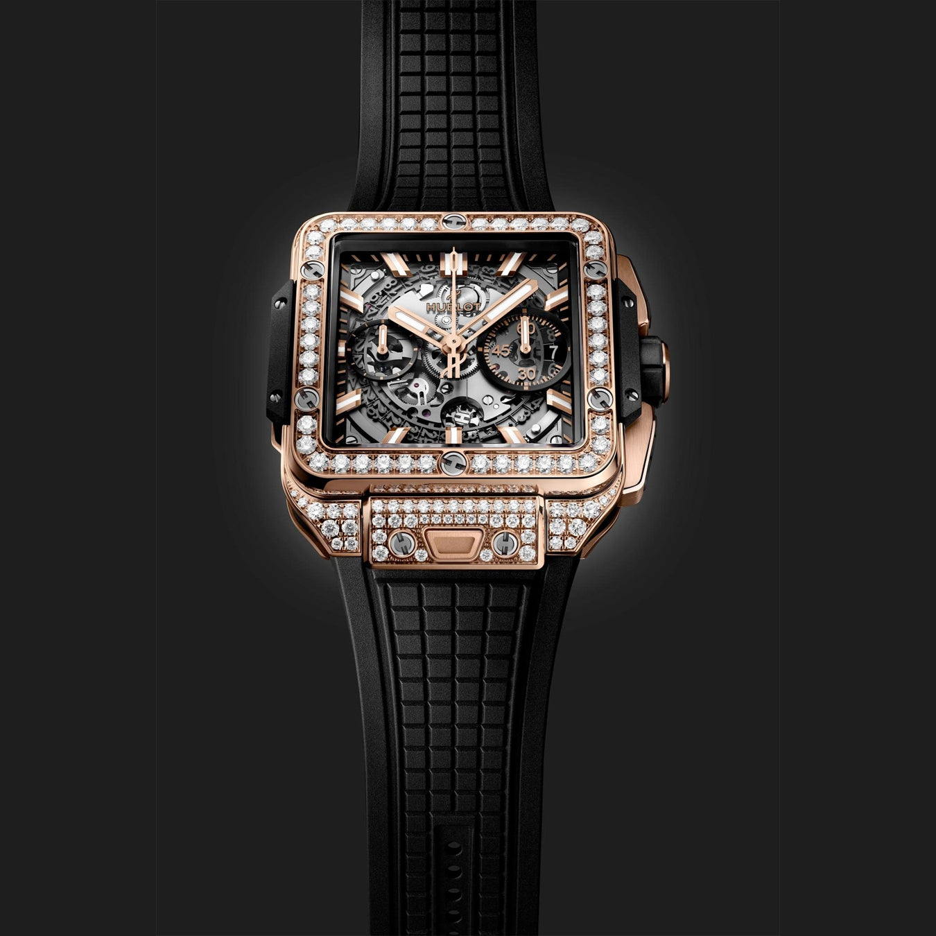 Hublot 821.OX.0180.RX.1604 Square Bang Unico King Gold Pavé 42mm