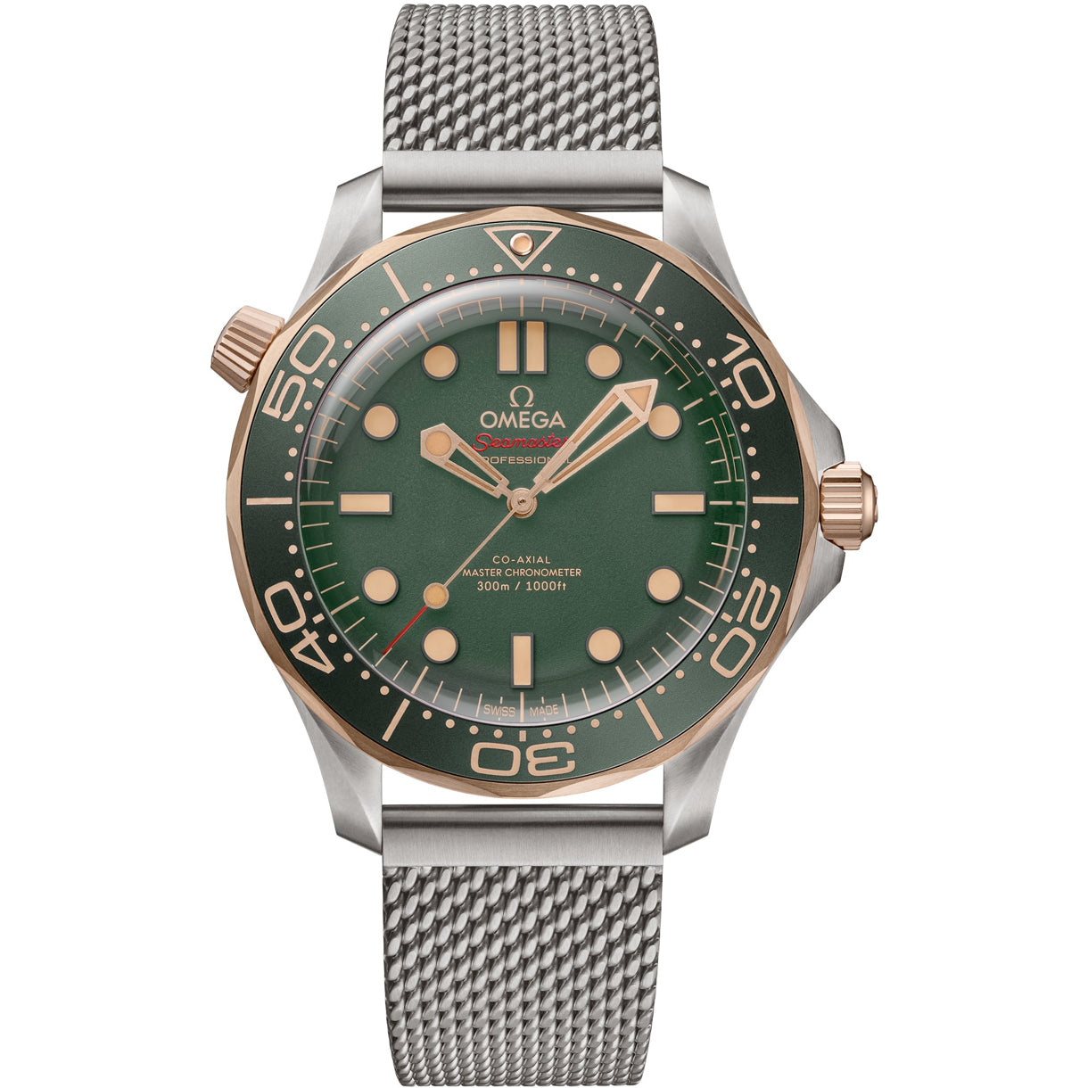 Omega 210.90.42.20.10.001 Seamaster Diver 300M Green Dial Titanium Bronze Gold on Titanium Bracelet