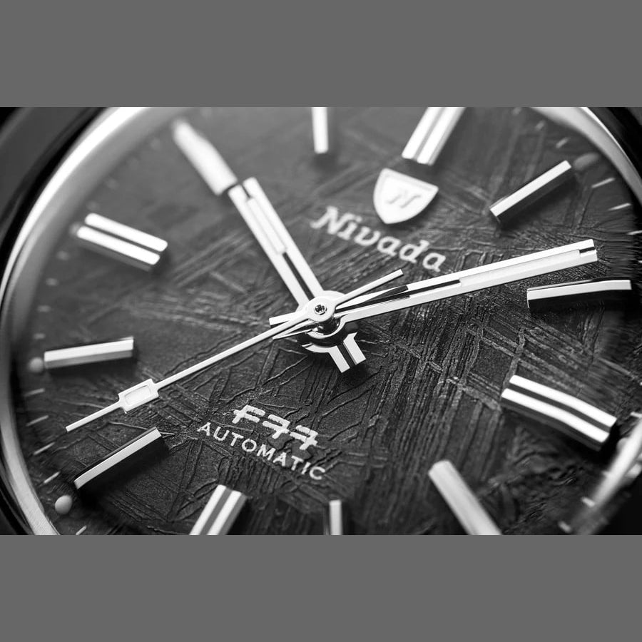 Nivada Grenchen 68020A77 F77 Black Ceramic Meteorite on Bracelet
