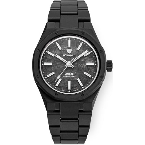 Nivada Grenchen 68020A77 F77 Black Ceramic Meteorite on Bracelet