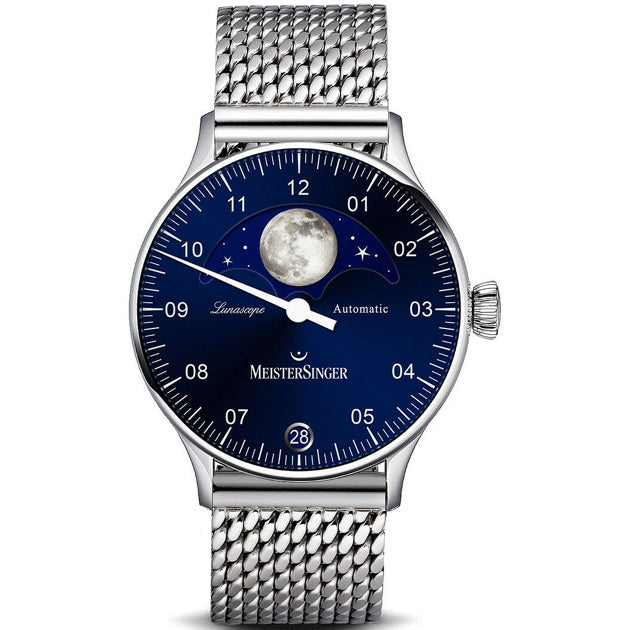 MeisterSinger Lunascope Blue LS908 on Bracelet
