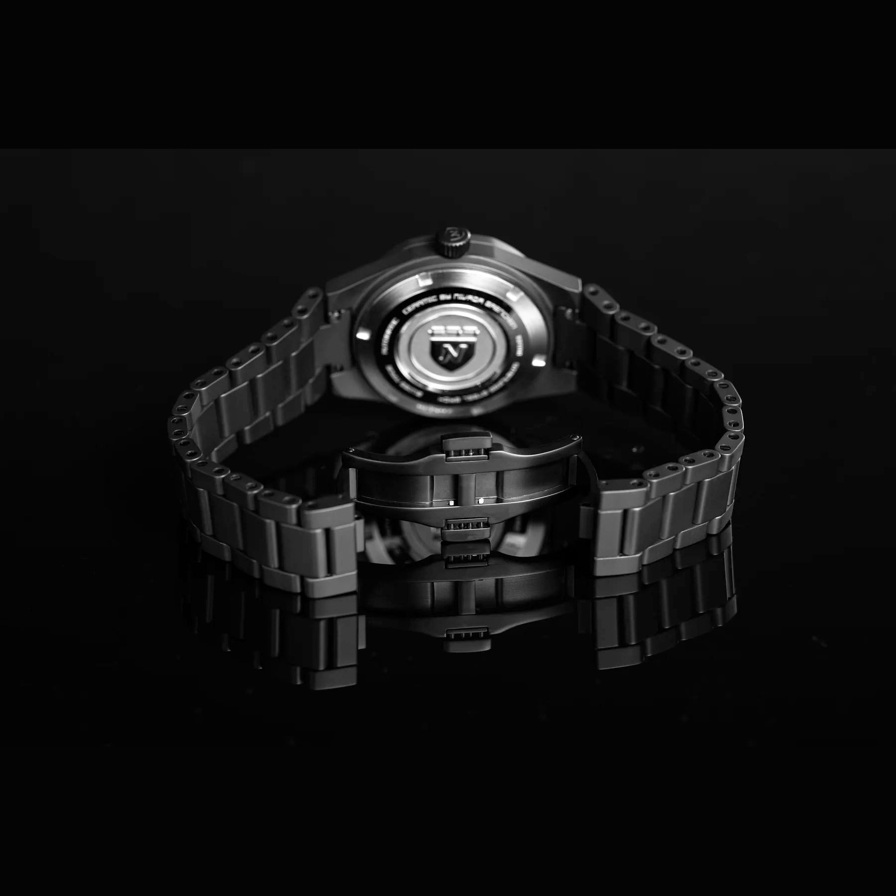Nivada Grenchen 68022A77 F77 Black Ceramic Lapis Lazuli on Bracelet