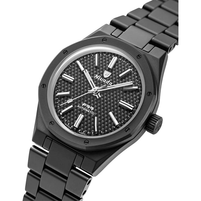 Nivada Grenchen 68004A77 F77 Black Ceramic Braided on Bracelet