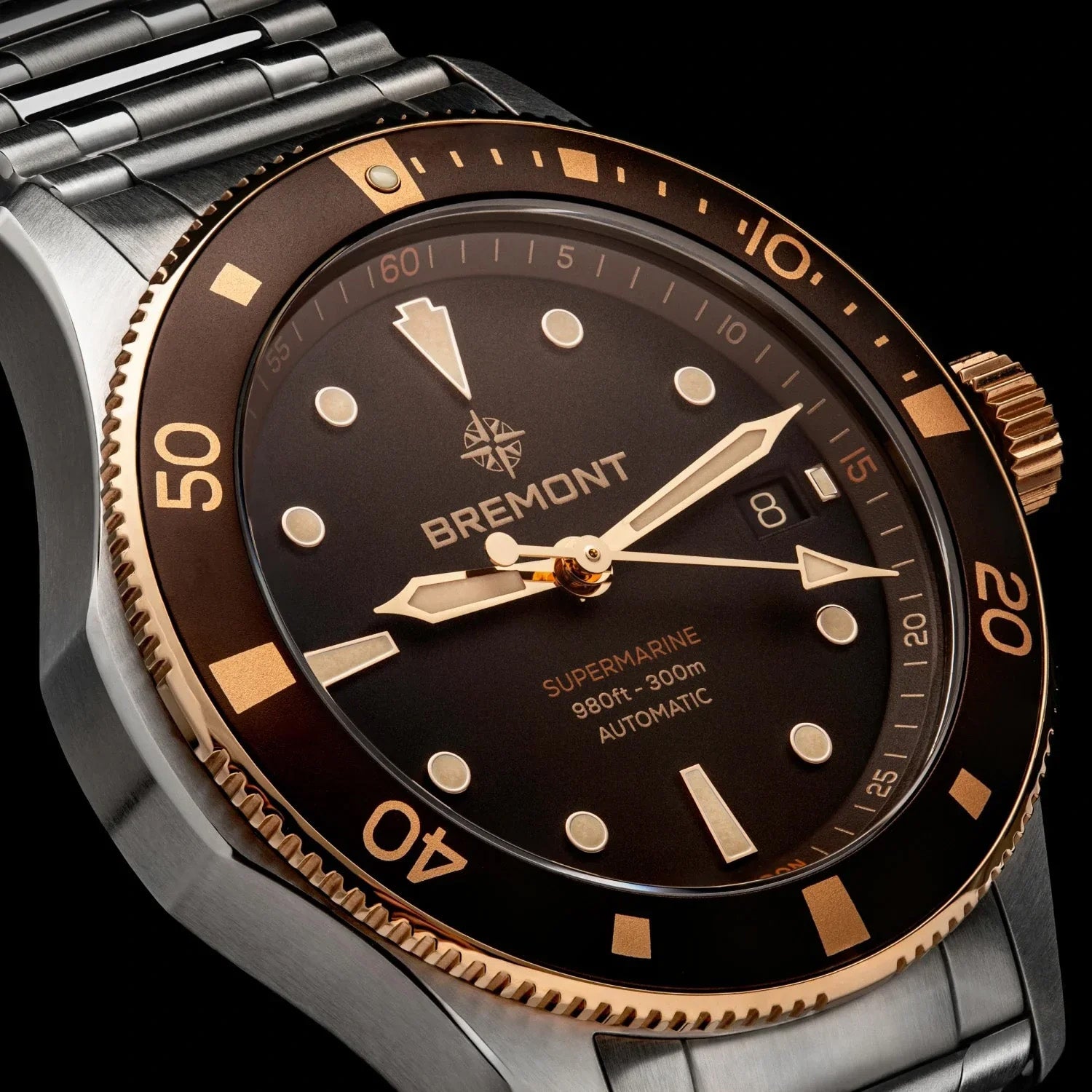 Bremont SM40-DT-BI-BR-B Supermarine 300M Date Brown Dial on Bracelet