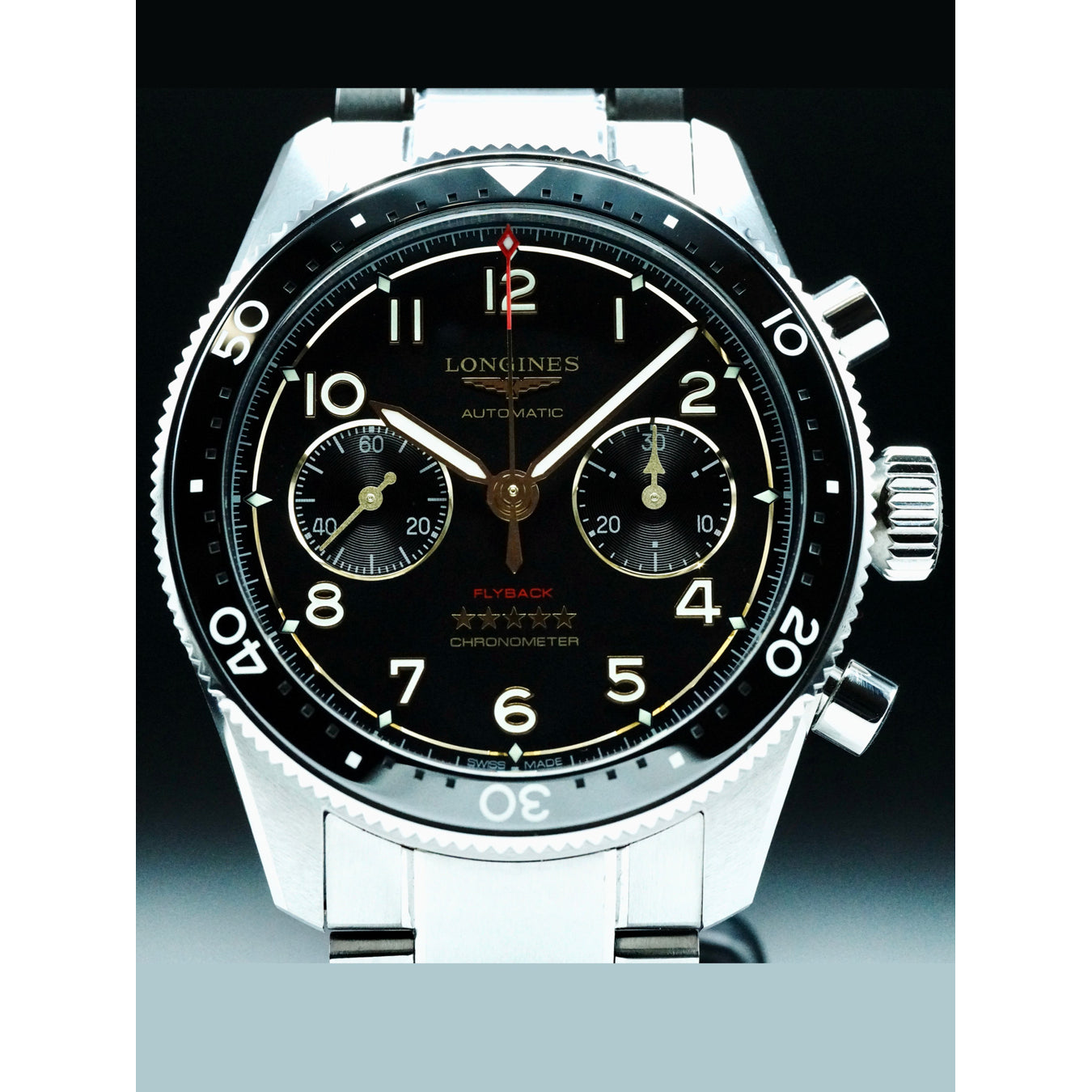 Longines L3.821.1.53.6 Spirit Anthracite Dial on Bracelet