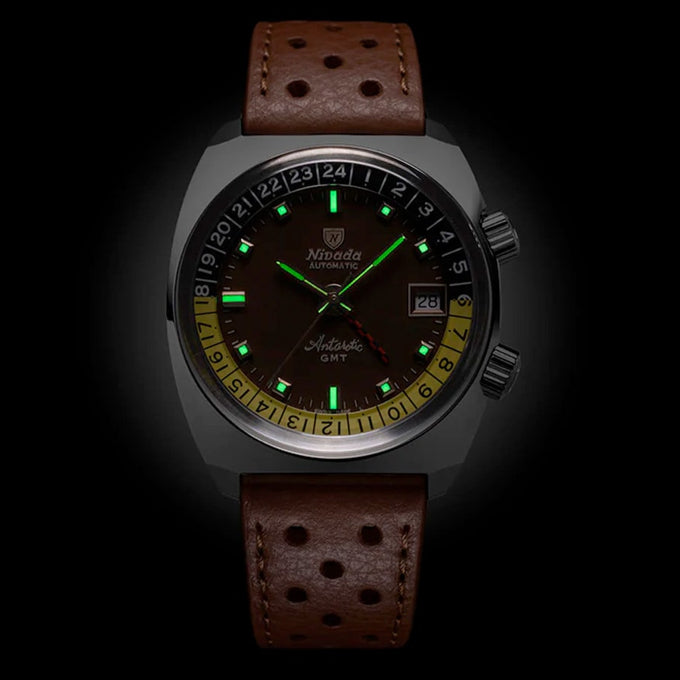 Nivada Grenchen 32061A10 Antarctic GMT Tropical Brown Racing Strap