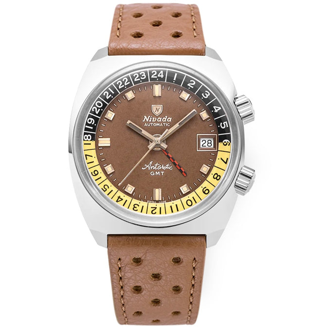 Nivada Grenchen 32061A23 Antarctic GMT Tropical Brown Racing Strap