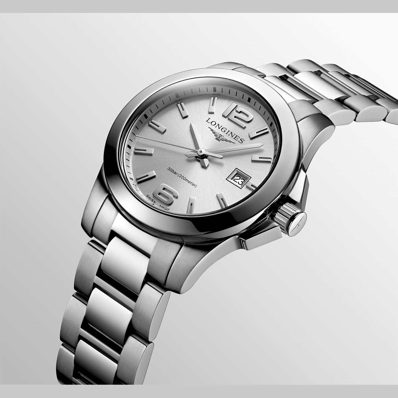 Longines L3.376.4.76.6 Silver Dial Conquest 29.50mm
