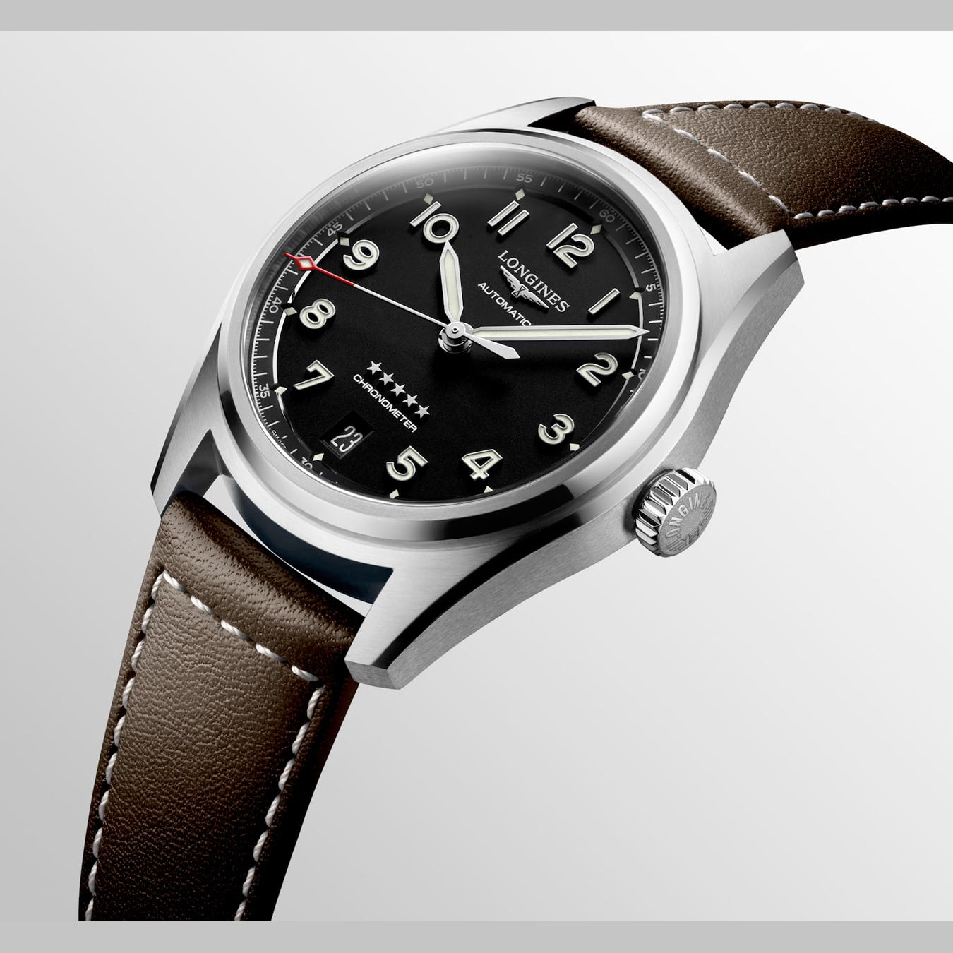 Longines L3.410.4.53.0 Pioneer Spirit Black Dial on Strap 37mm