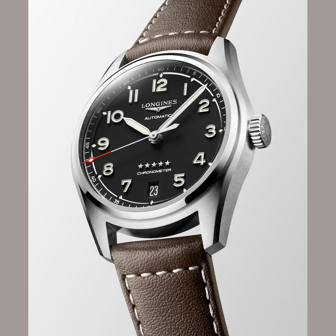 Longines L3.410.4.53.0 Pioneer Spirit Black Dial on Strap 37mm