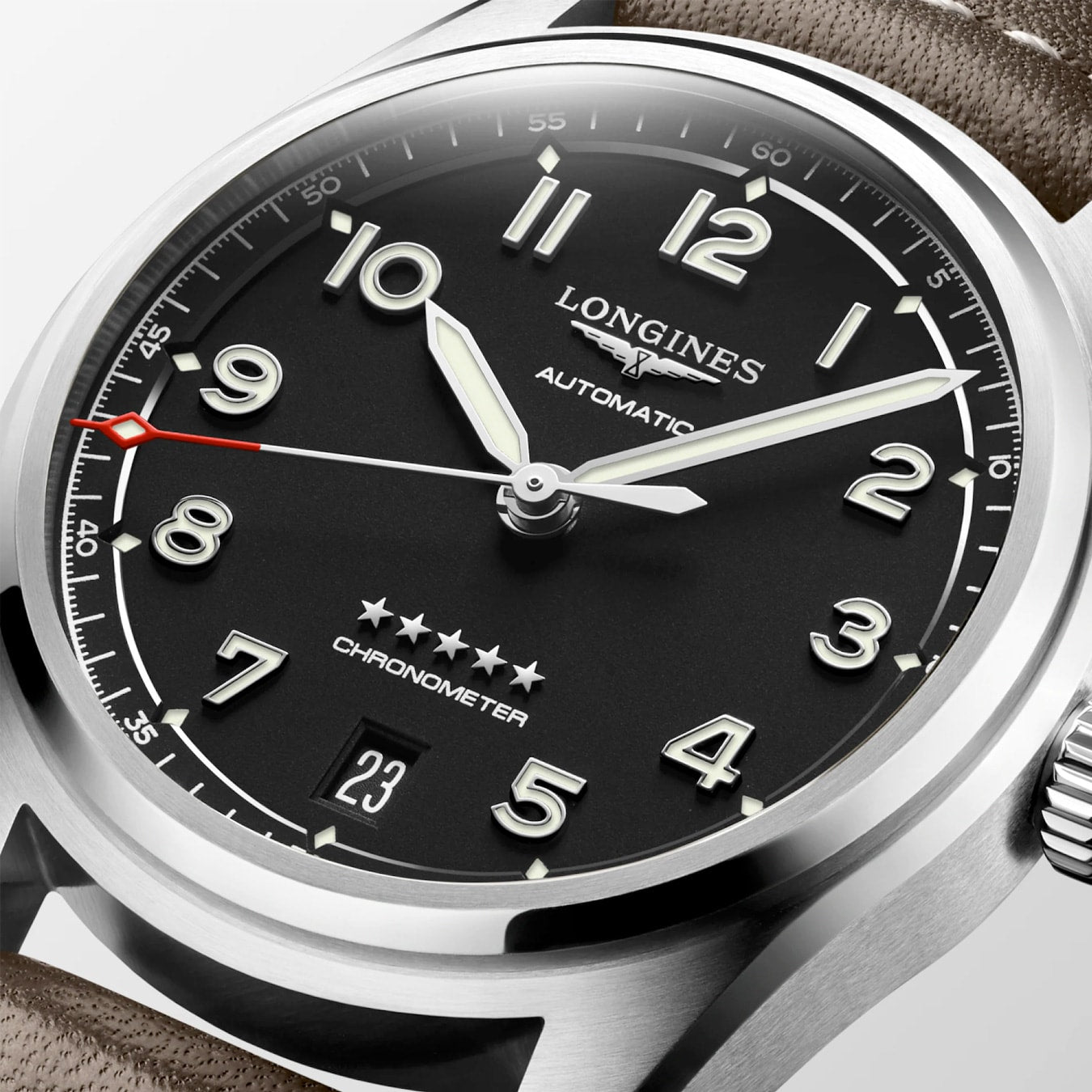 Longines L3.410.4.53.0 Pioneer Spirit Black Dial on Strap 37mm