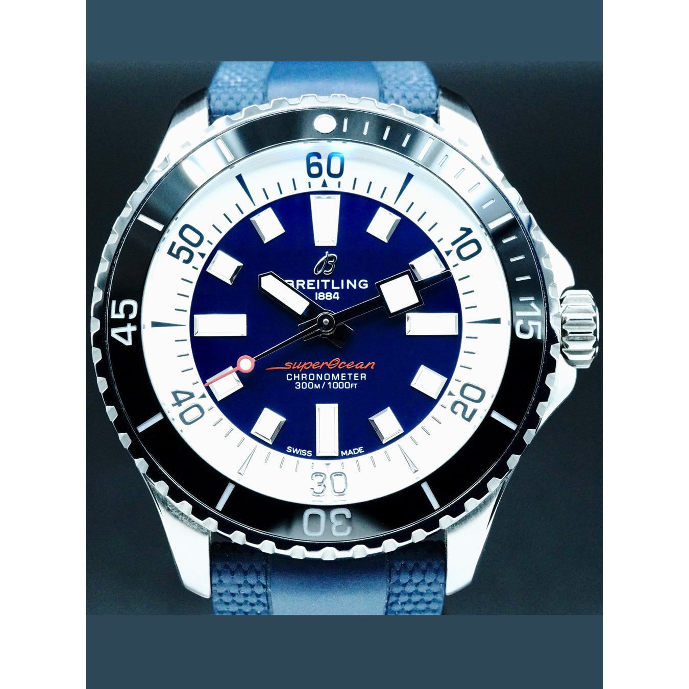 Breitling A17376211C1S1 Superocean 44mm Automatic Steel Blue Dial Rubber Strap