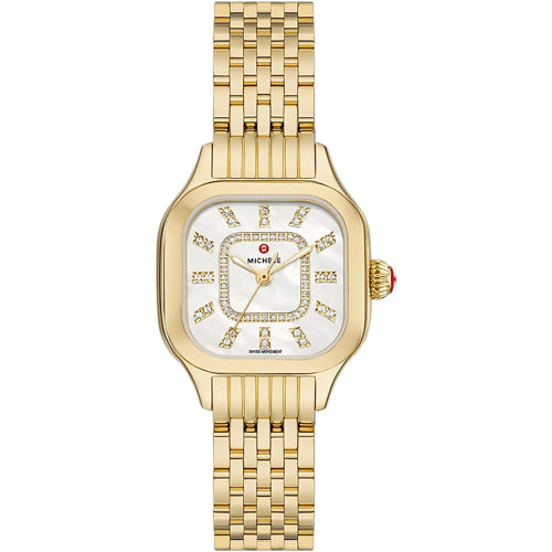 Michele MWW33B000010 Meggie 18K Gold-Plated Diamond Mother of Pearl Dial